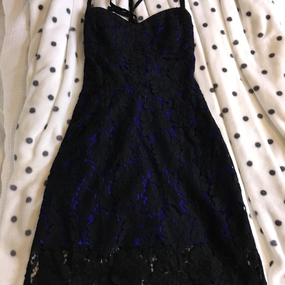 Nasty Gal - Blue Lace-Up Lace Dress - Picture 1 of 4